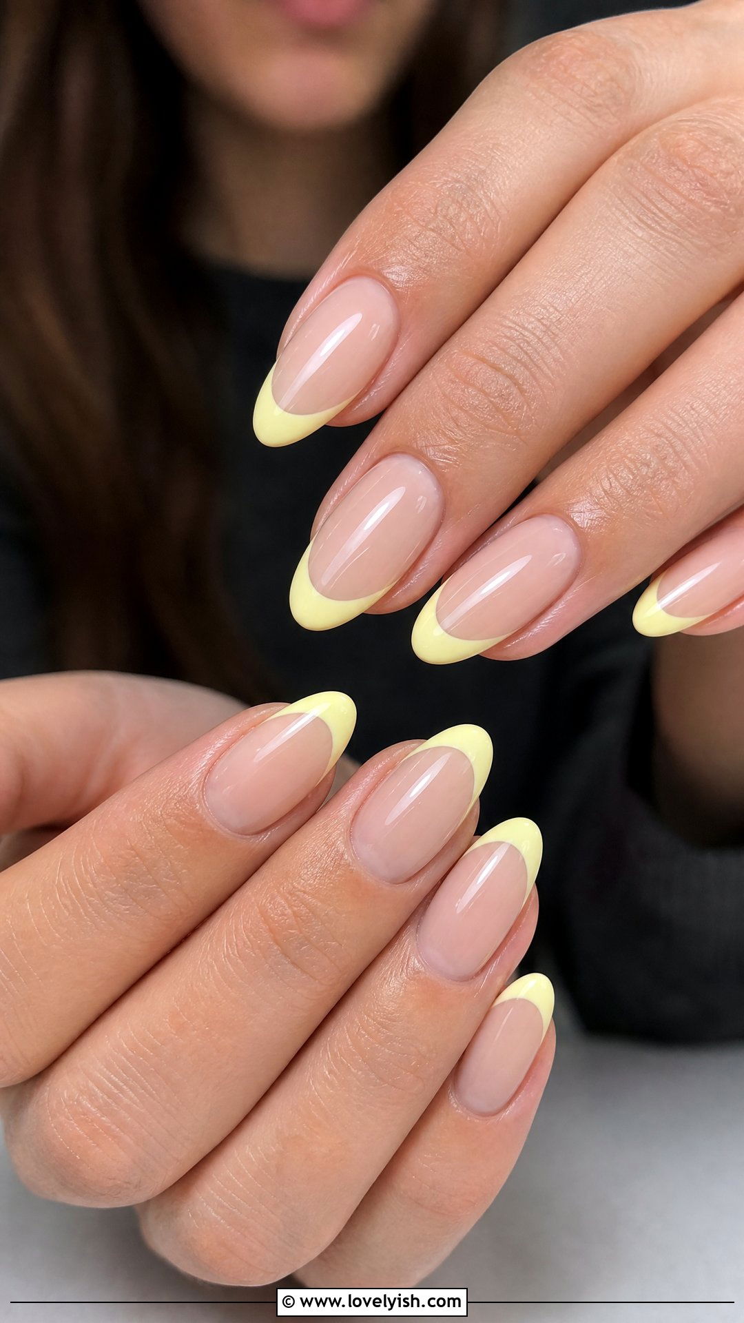 Butter Yellow French Tip Nails - 50 spring nails - 50 spring nails