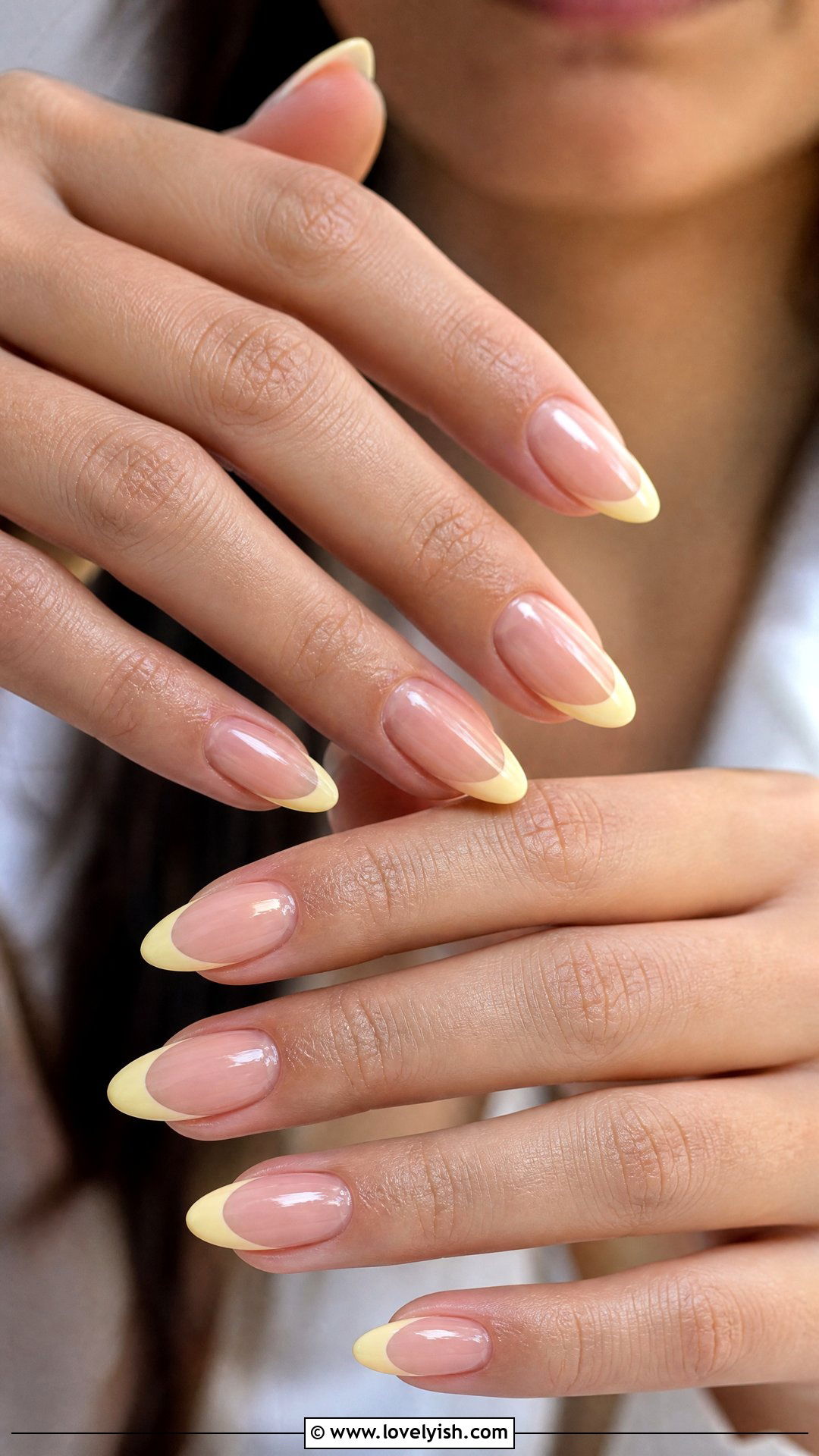 Butter Yellow French Tip - 50 french manicure - 50 french manicure