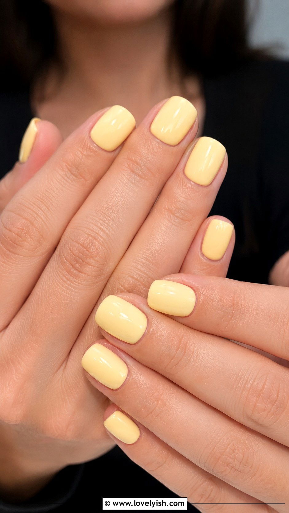 Butter Yellow Glossy Nails - 39 summer nail ideas - 39 summer nail ideas
