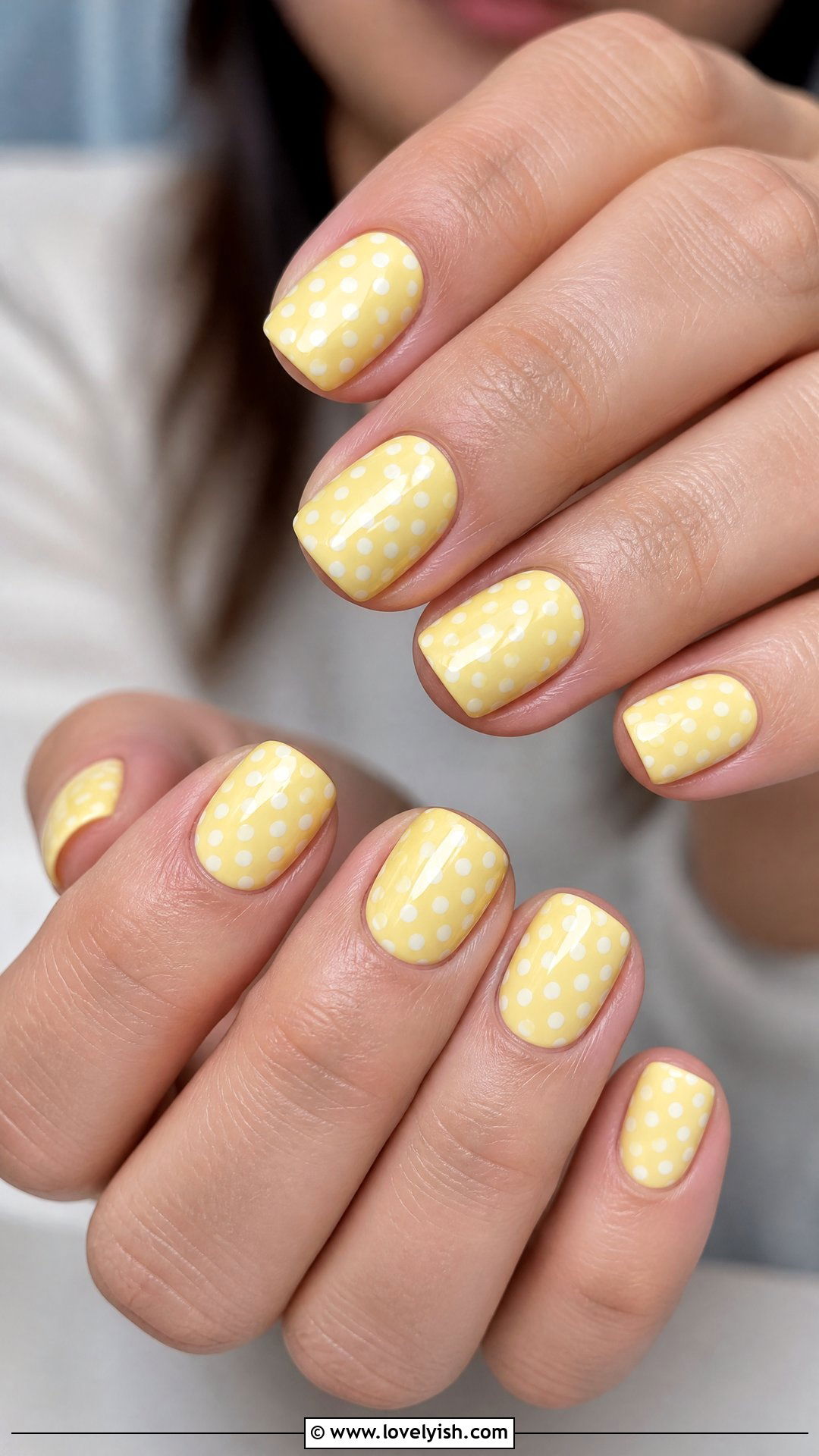 Butter Yellow Polka Dot Nails - 50 simple spring nail designs - 50 simple spring nail designs