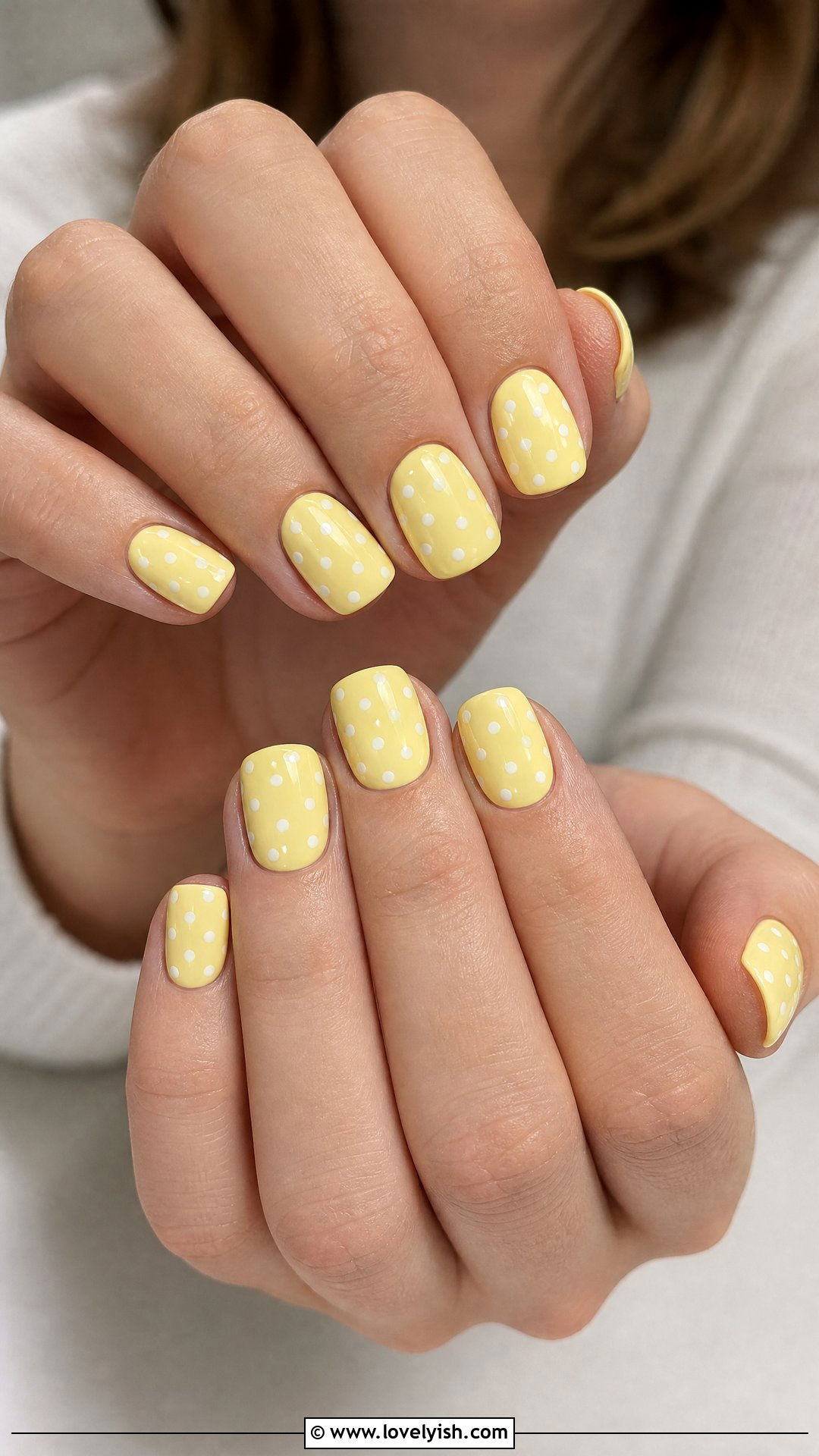 Butter Yellow Polka Dot Nails - 50 butter yellow nails - 50 butter yellow nails