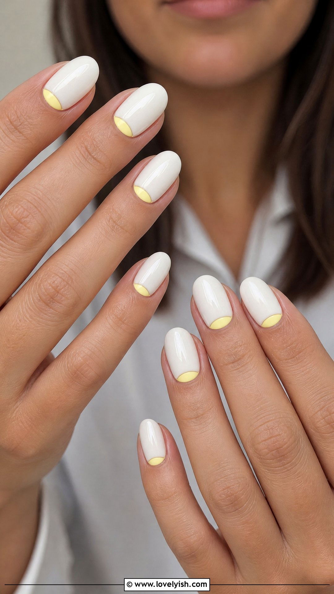 Butter Yellow Reverse French Nails - 50 butter yellow nails - 50 butter yellow nails