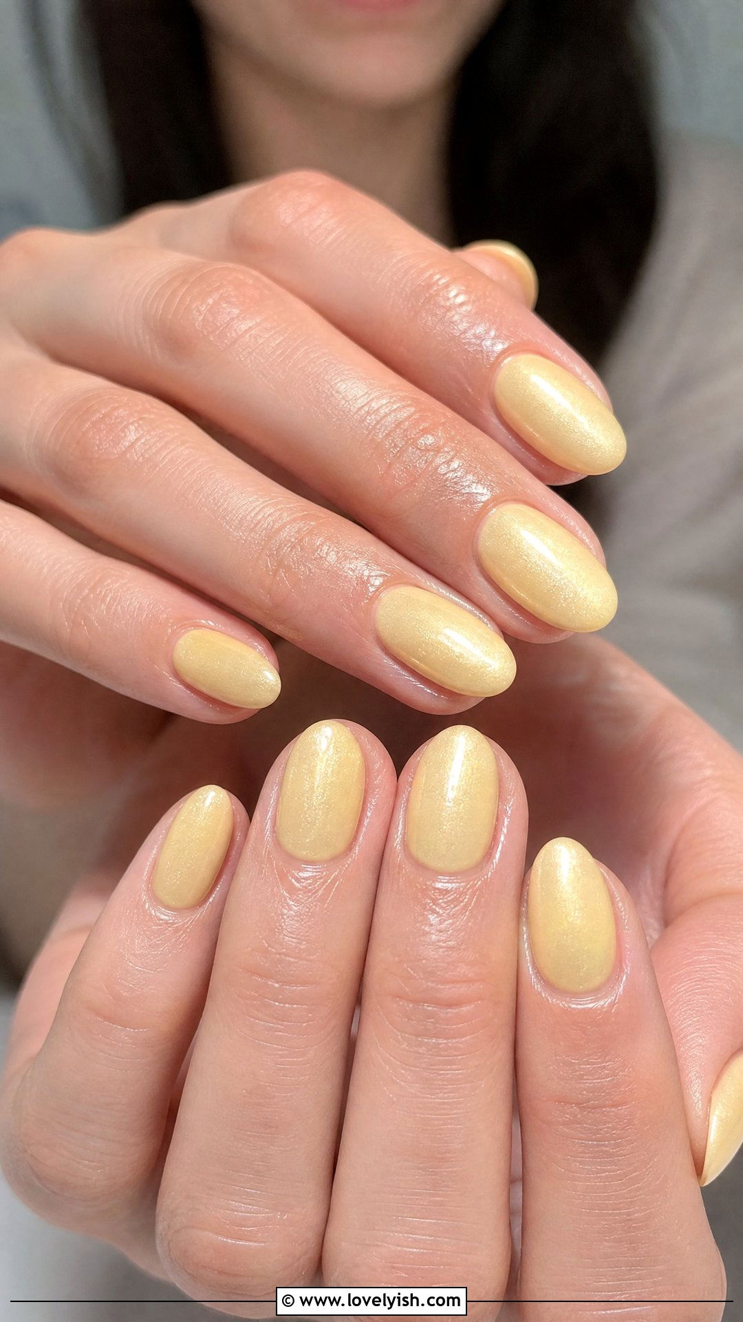 Butter Yellow Shimmer Nails - 44 nails designs - 44 nails designs