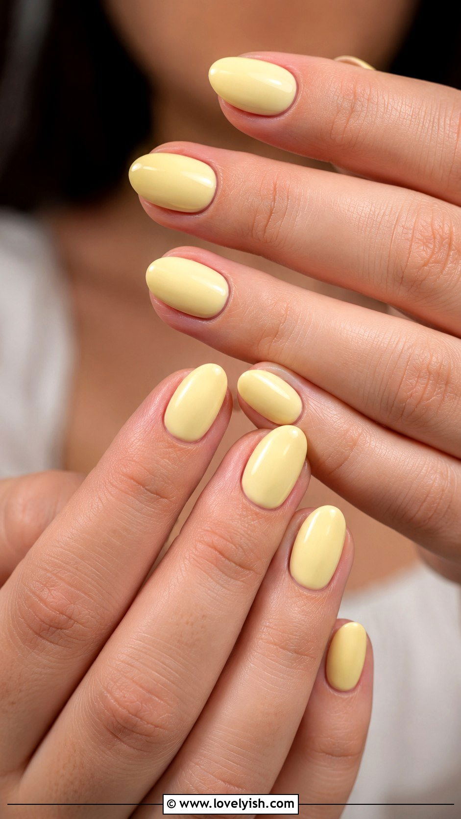 Butter Yellow Short Almond Nails - 44 nails design - 44 nails design