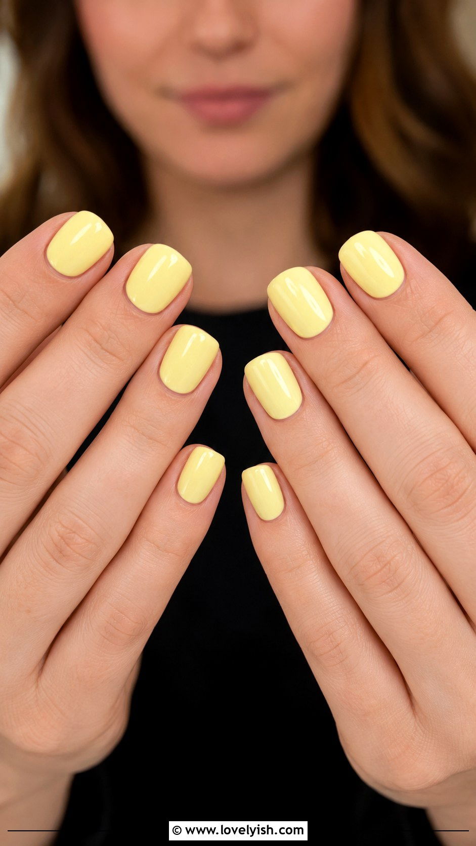 Butter Yellow Short Squoval Nails - 25 cute nail design ideas - 25 cute nail design ideas