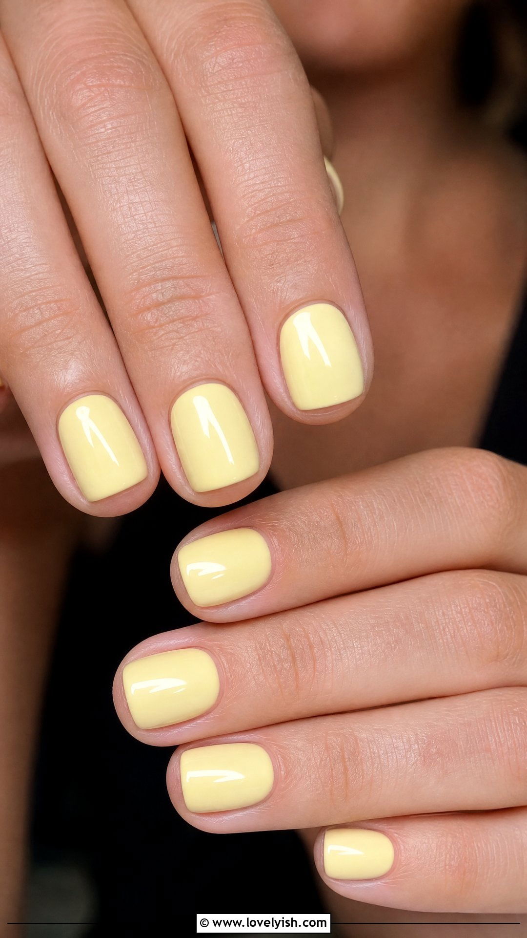 Butter Yellow Solid Nails - 50 simple short nail designs - 50 simple short nail designs