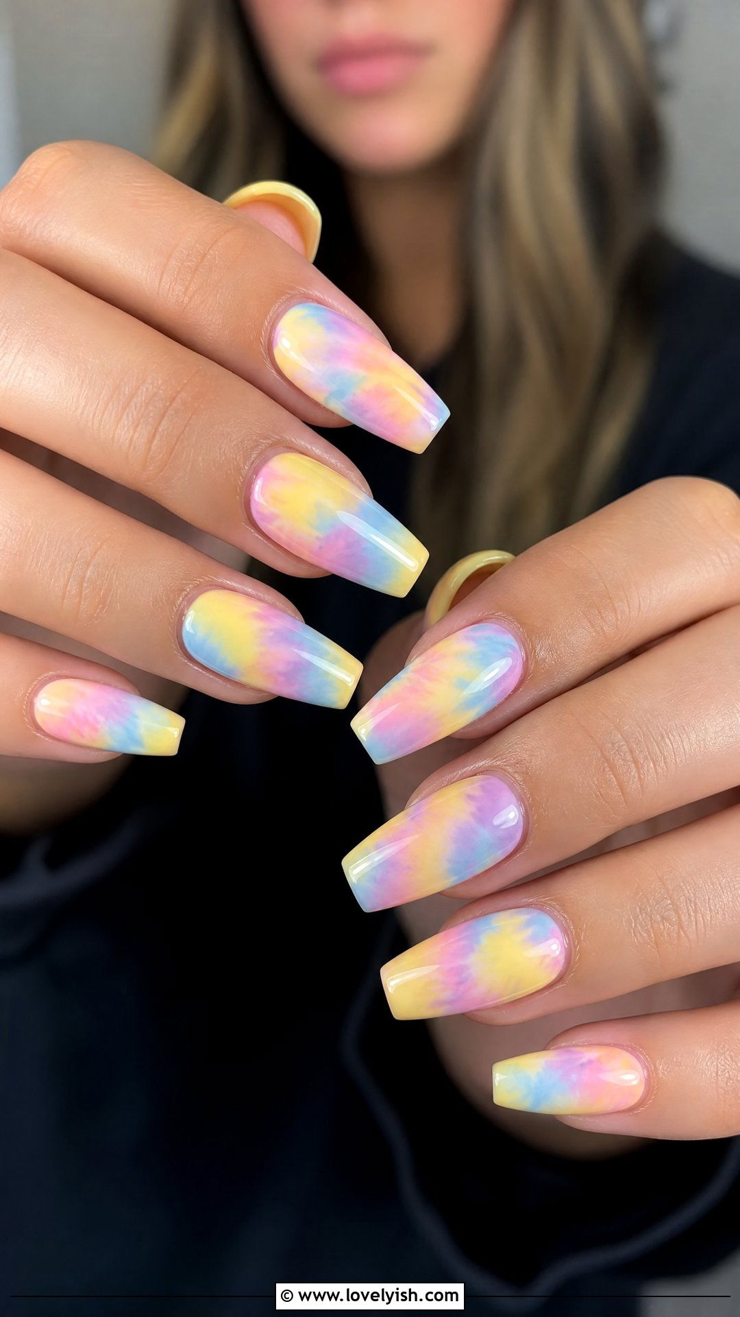 Butter Yellow Tie Dye Nails - 50 butter yellow nails - 50 butter yellow nails