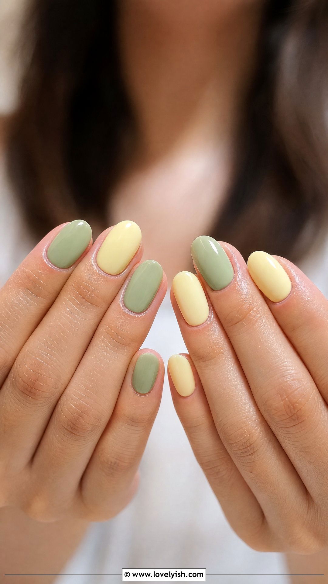 Butter Yellow and Sage Green Nails - 50 butter yellow nails - 50 butter yellow nails