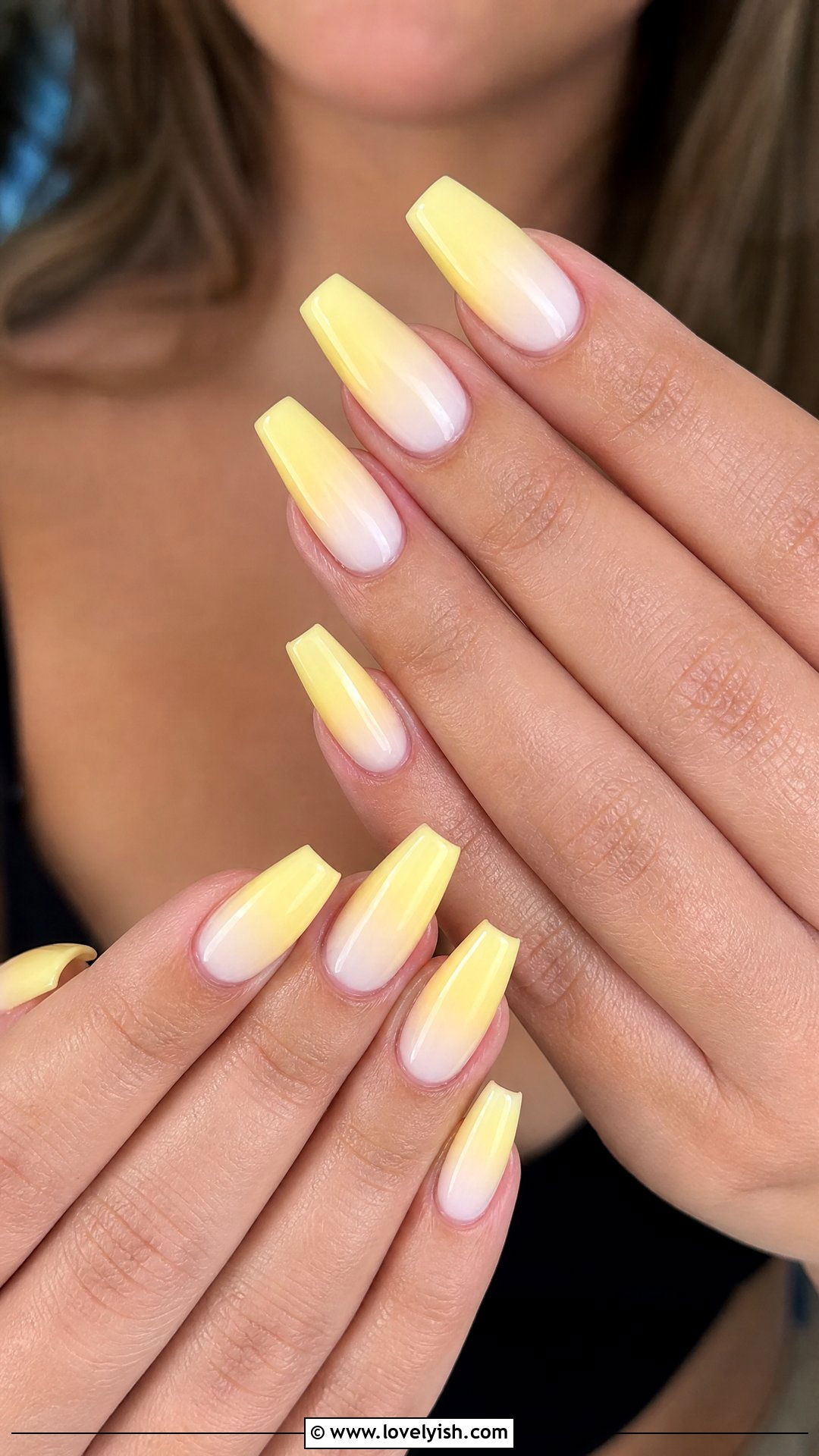 Butter Yellow and White Ombre Nails - 50 butter yellow nails - 50 butter yellow nails