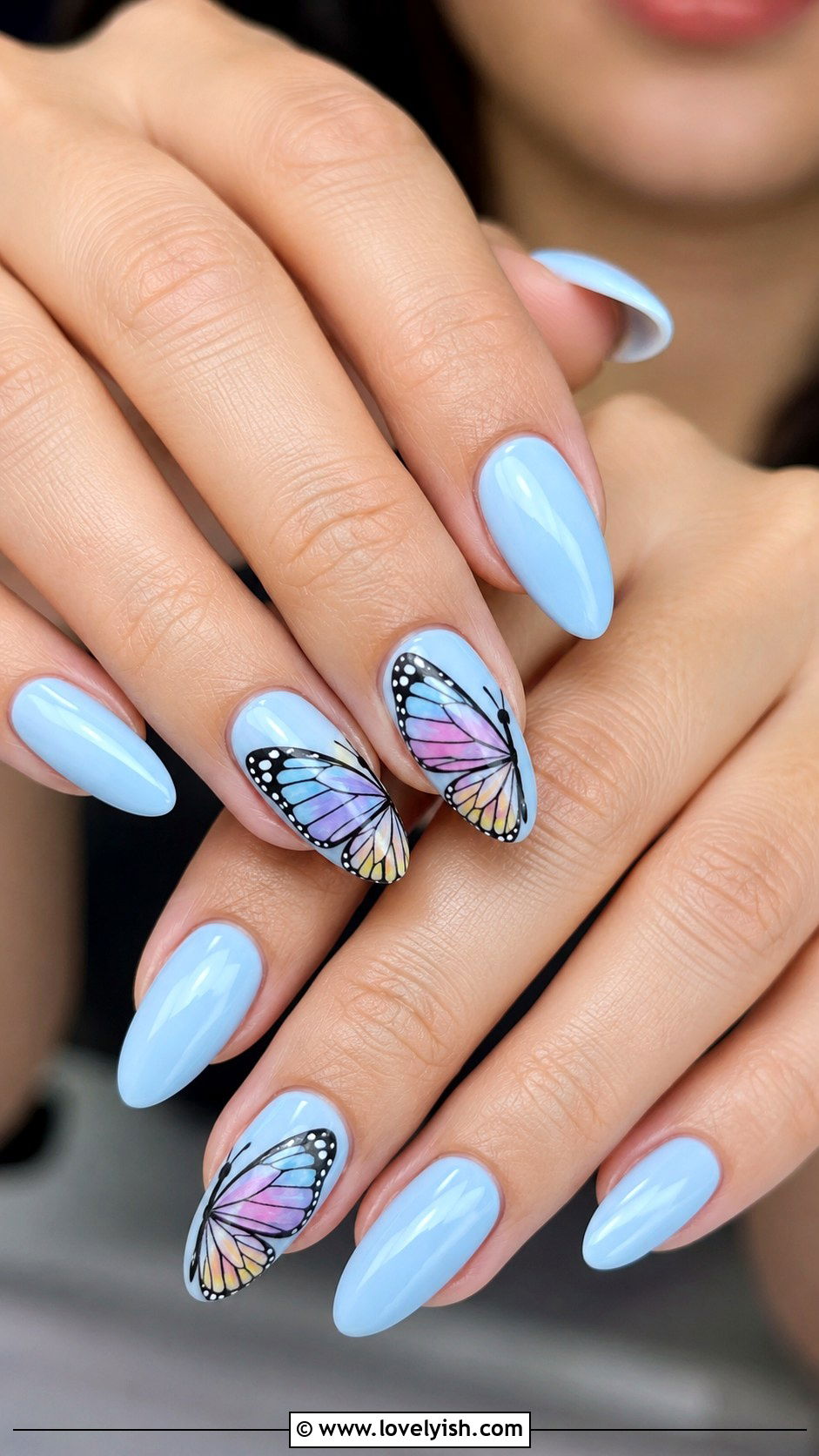Butterfly Accent Nails - 28 spring nails design ideas - 28 spring nails design ideas