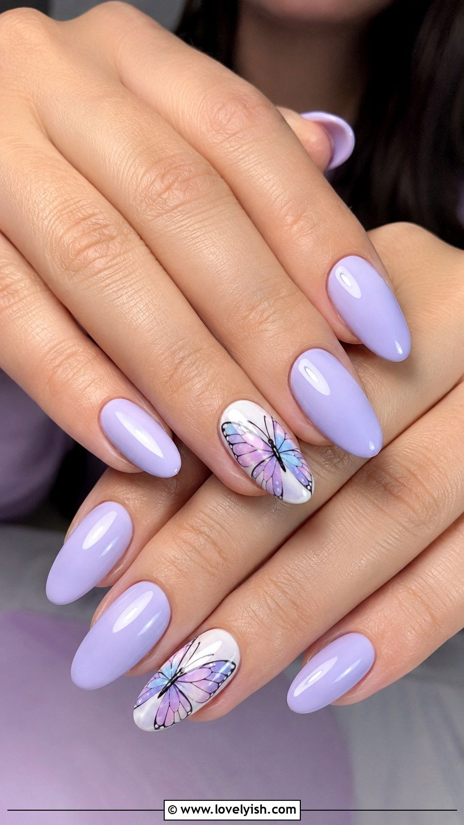 Butterfly Accent Pastel Nails - 50 baby shower nails - 50 baby shower nails