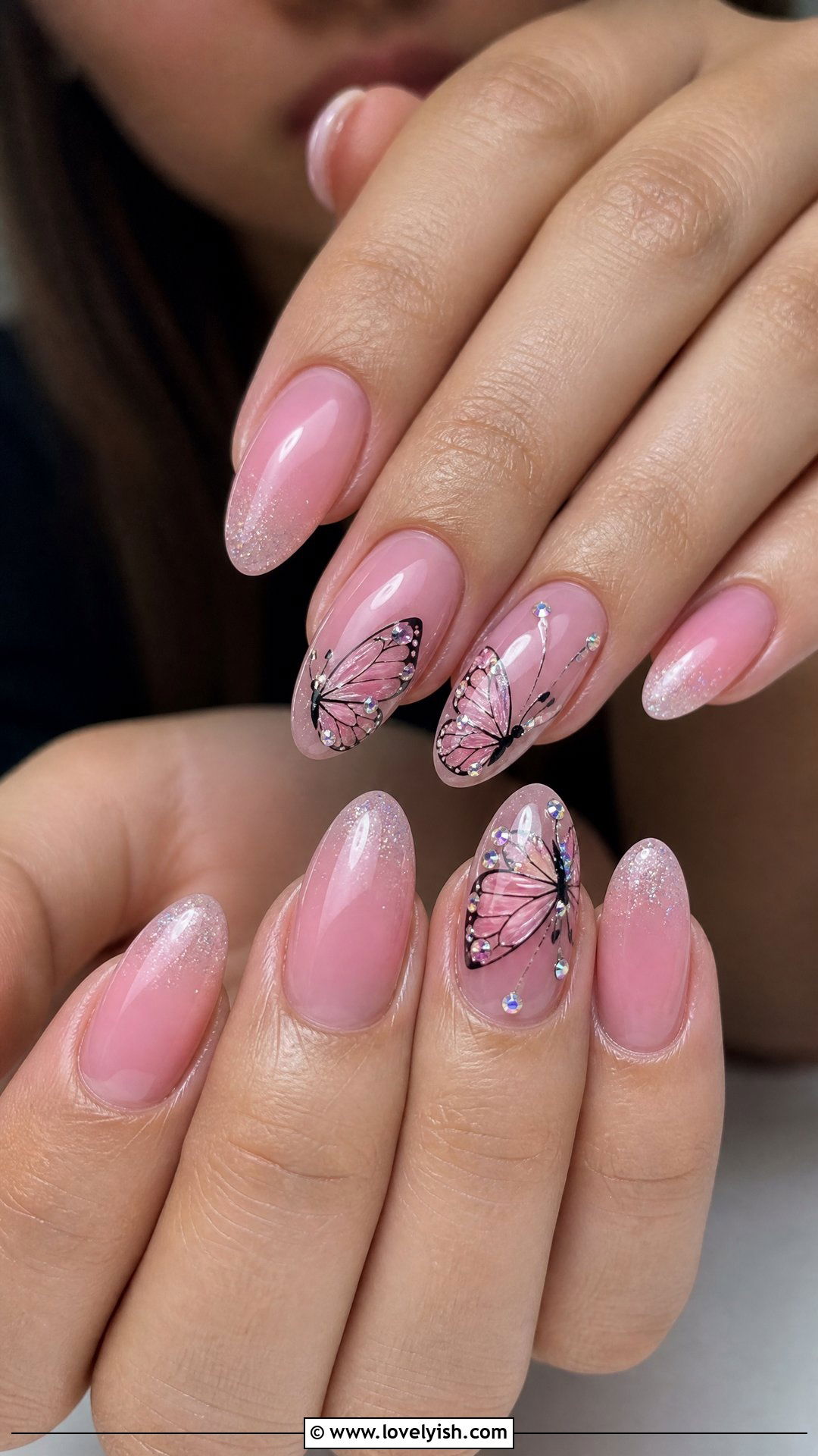 Butterfly Accent Polygel Nails - 50 polygel nails - 50 polygel nails