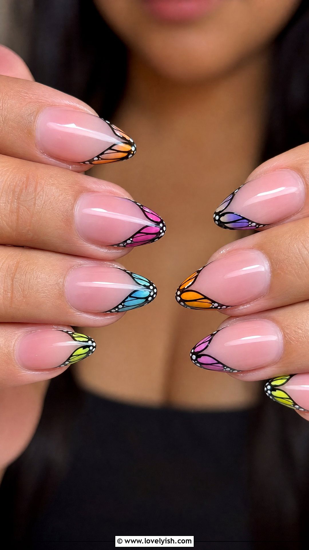 Butterfly French Tip Nails - 30 nail designs for teens - 30 nail designs for teens