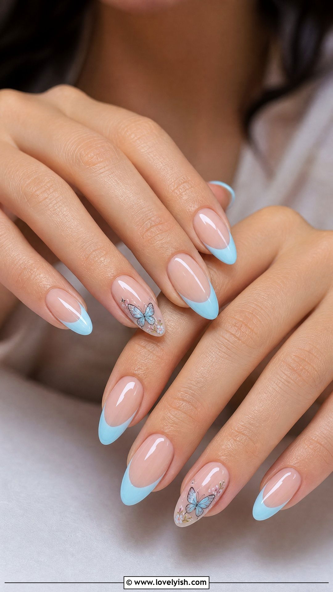 Butterfly French Tip - 50 cute french tip nail designs - 50 cute french tip nail designs