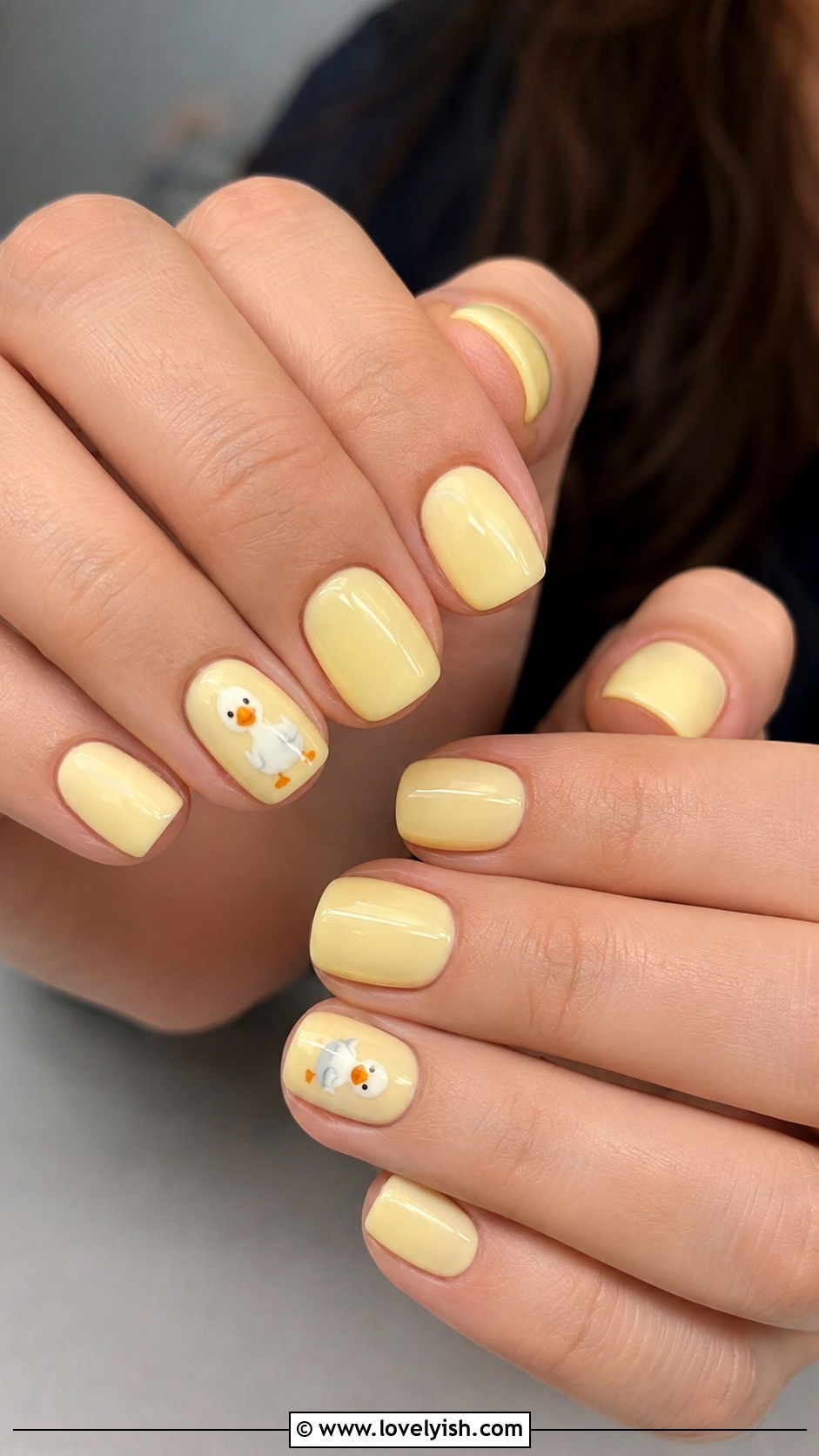 Buttery Yellow Duck Nails - 50 baby shower nails - 50 baby shower nails