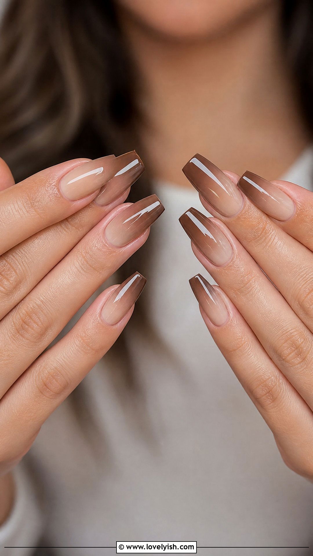 Cappuccino Cream Ombre Nails - 25 brown nail designs - 25 brown nail designs