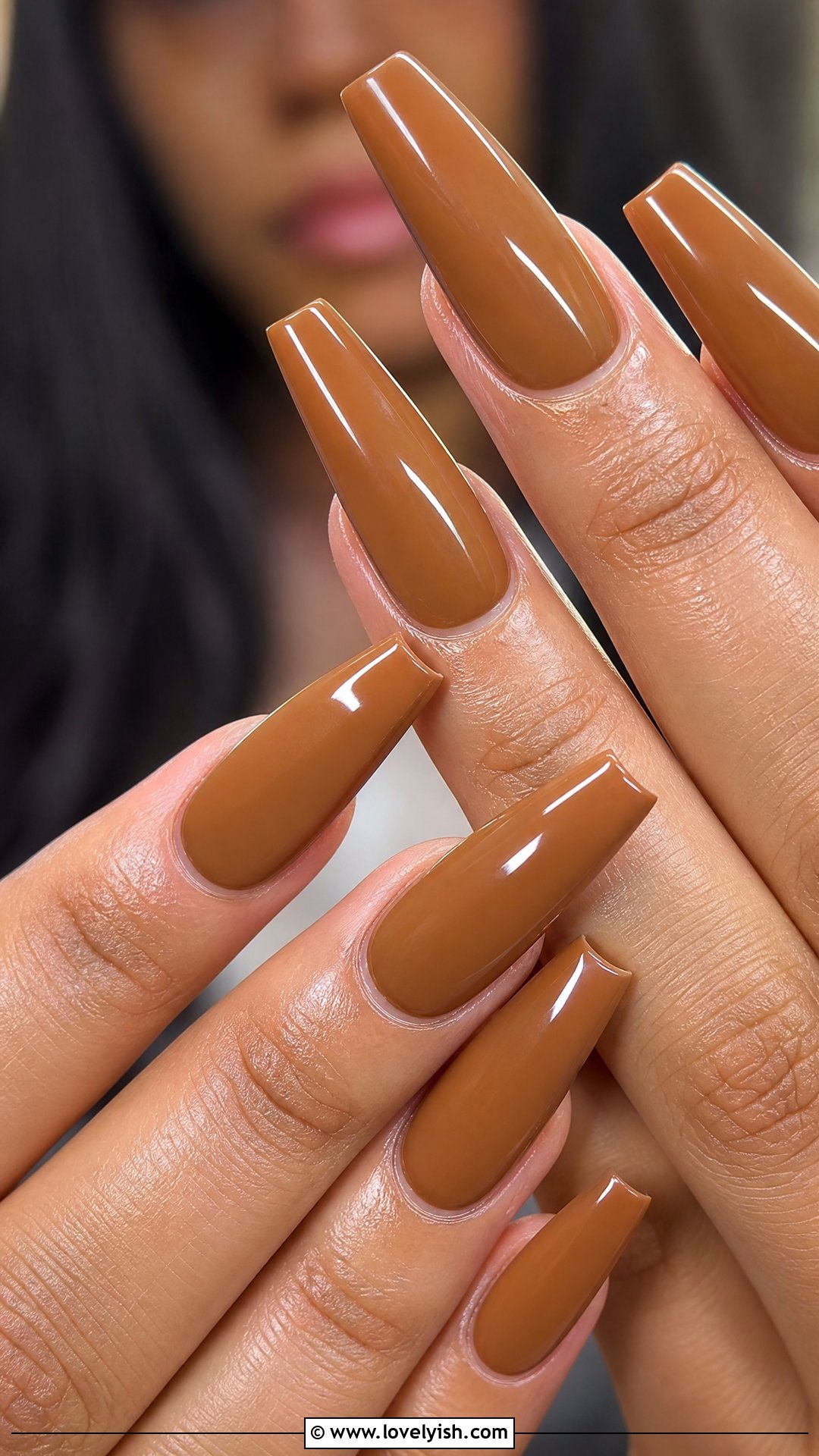 Caramel Brown Coffin Nails - 50 coffin nails - 50 coffin nails