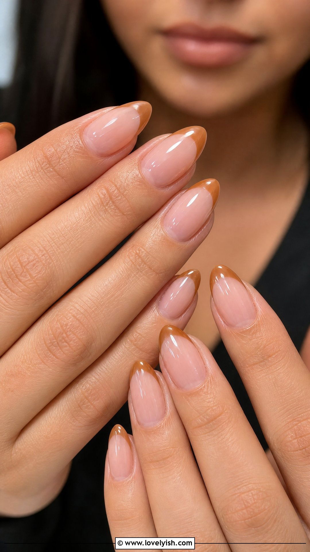 Caramel Brown French Tip Nails - 50 colored french tip nails - 50 colored french tip nails
