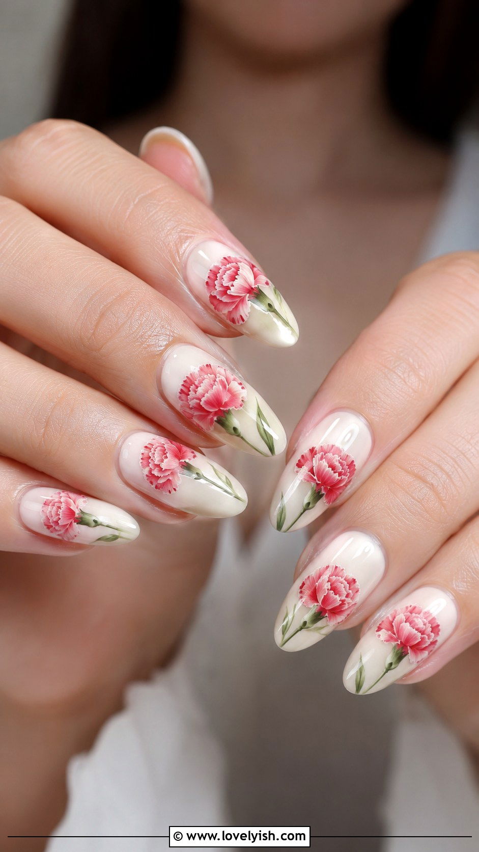 Carnation Floral Nails - 38 flower nail art ideas - 38 flower nail art ideas