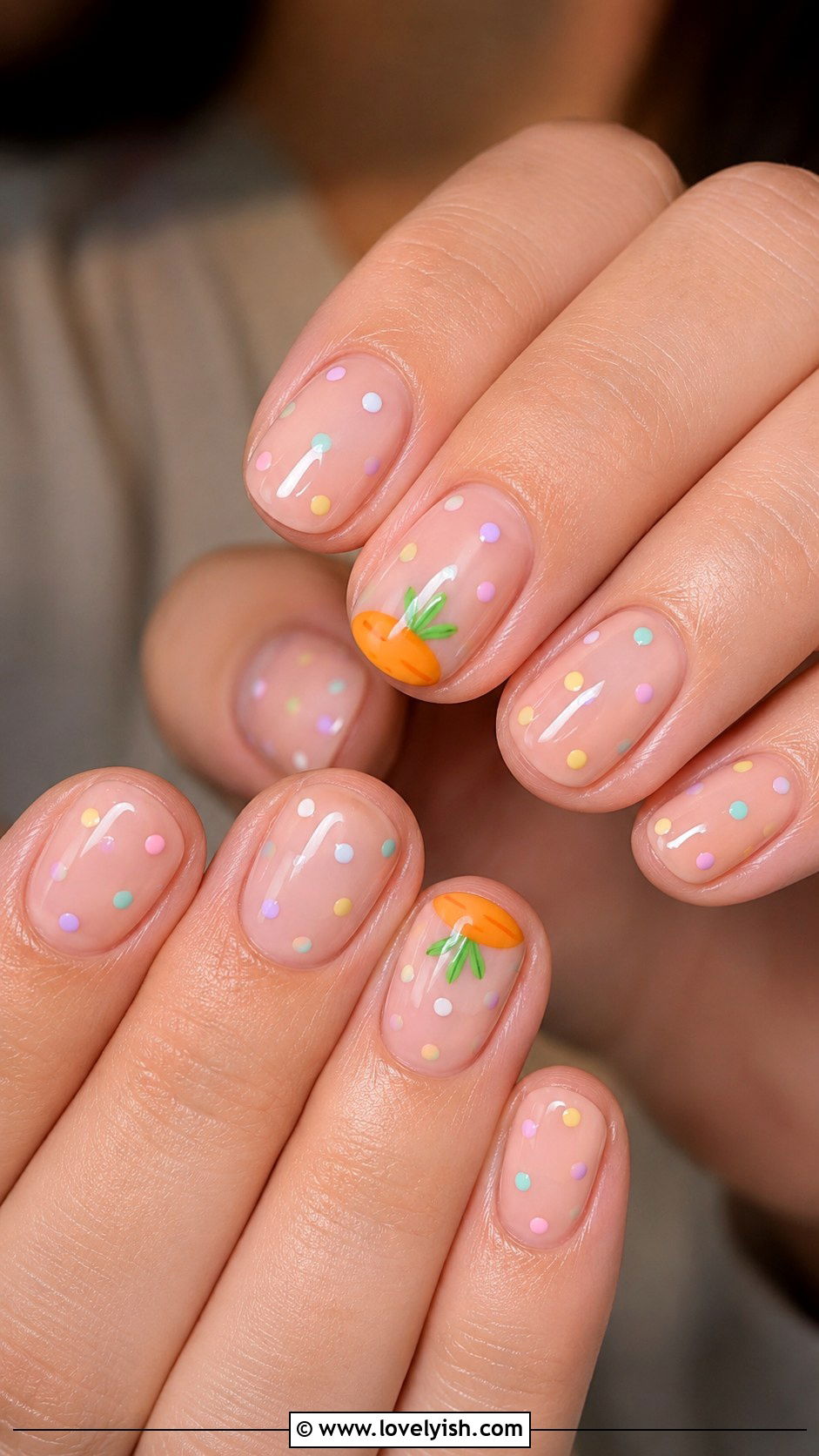 Carrot Accent Easter Nails - 38 easter nail art ideas - 38 easter nail art ideas