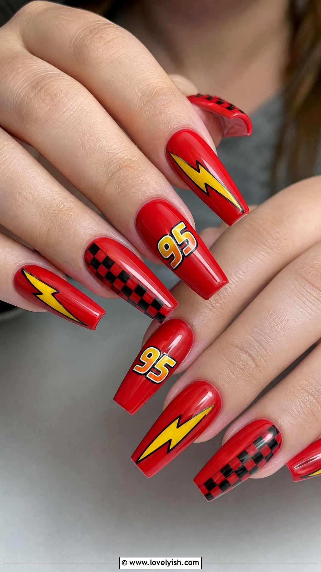 Cars Lightning McQueen Red Nails - 50 disney nail designs - 50 disney nail designs