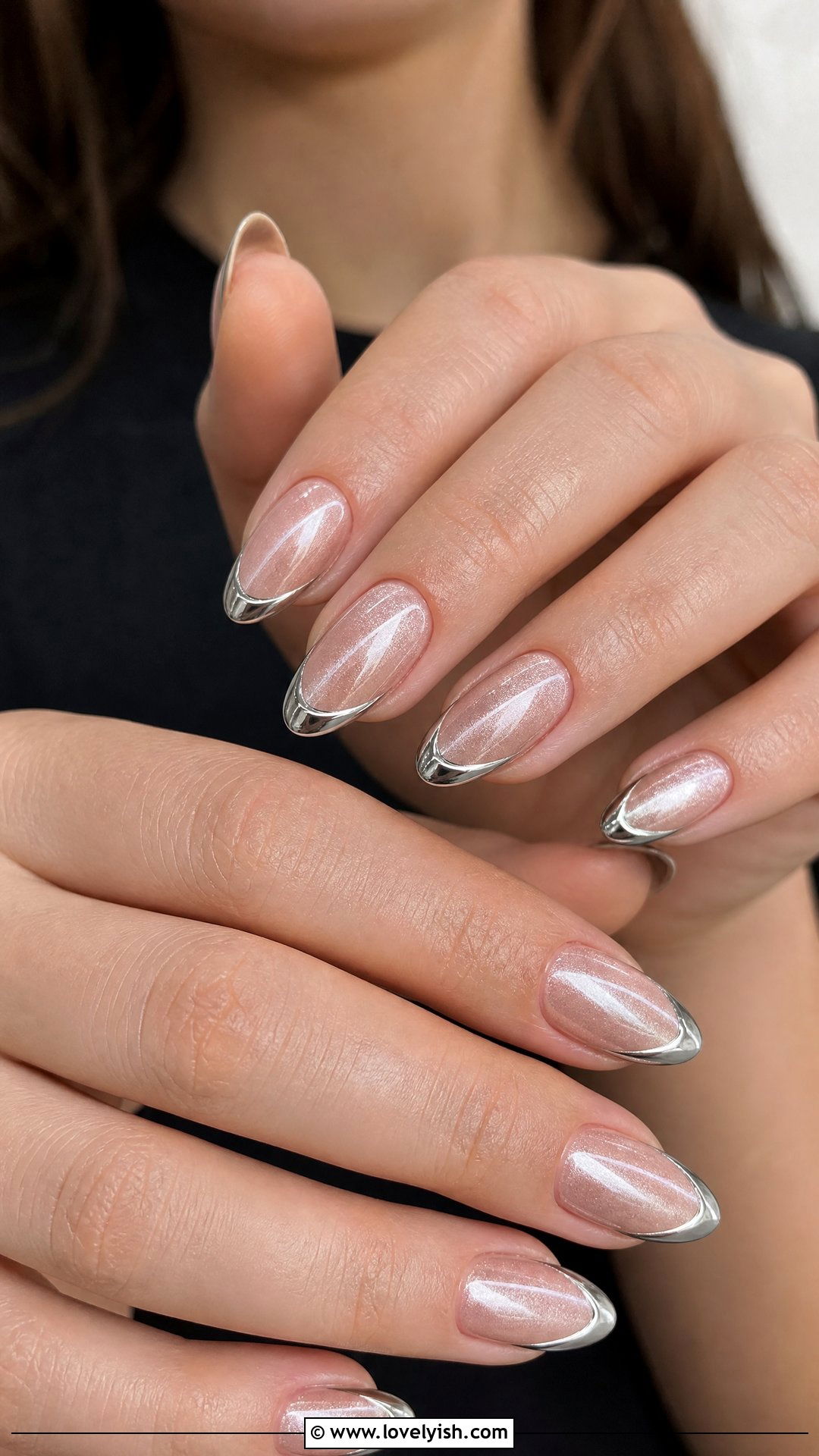 Cat Eye Nails With Chrome Tips - 50 cateye nail designs - 50 cateye nail designs