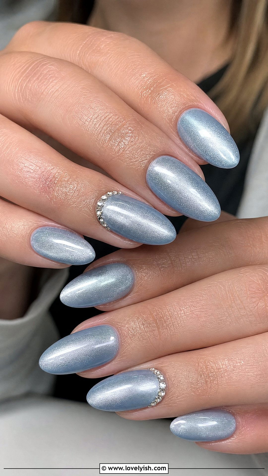 Cat Eye Nails With Rhinestones - 50 cateye nail designs - 50 cateye nail designs