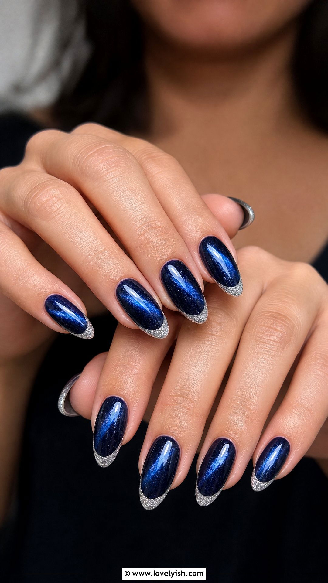 Cat Eye Nails with Glitter Tips - 38 cat eye nail designs - 38 cat eye nail designs