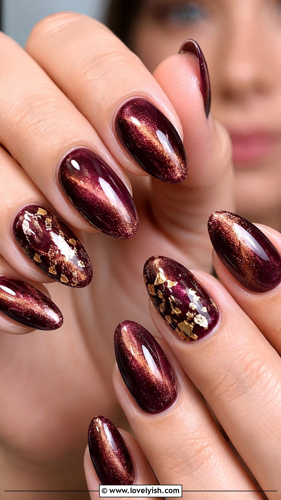 Cat Eye Nails with Gold Foil - 38 cat eye nail designs - 38 cat eye nail designs