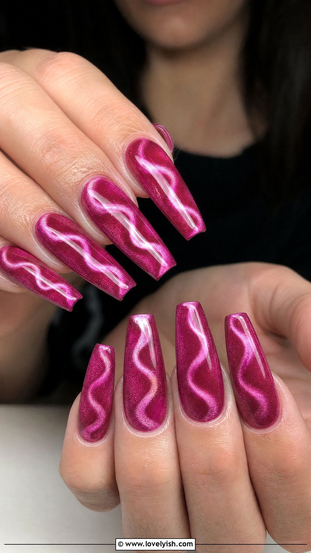 Cat Eye Wave Pattern Nails - 50 cateye nail designs - 50 cateye nail designs