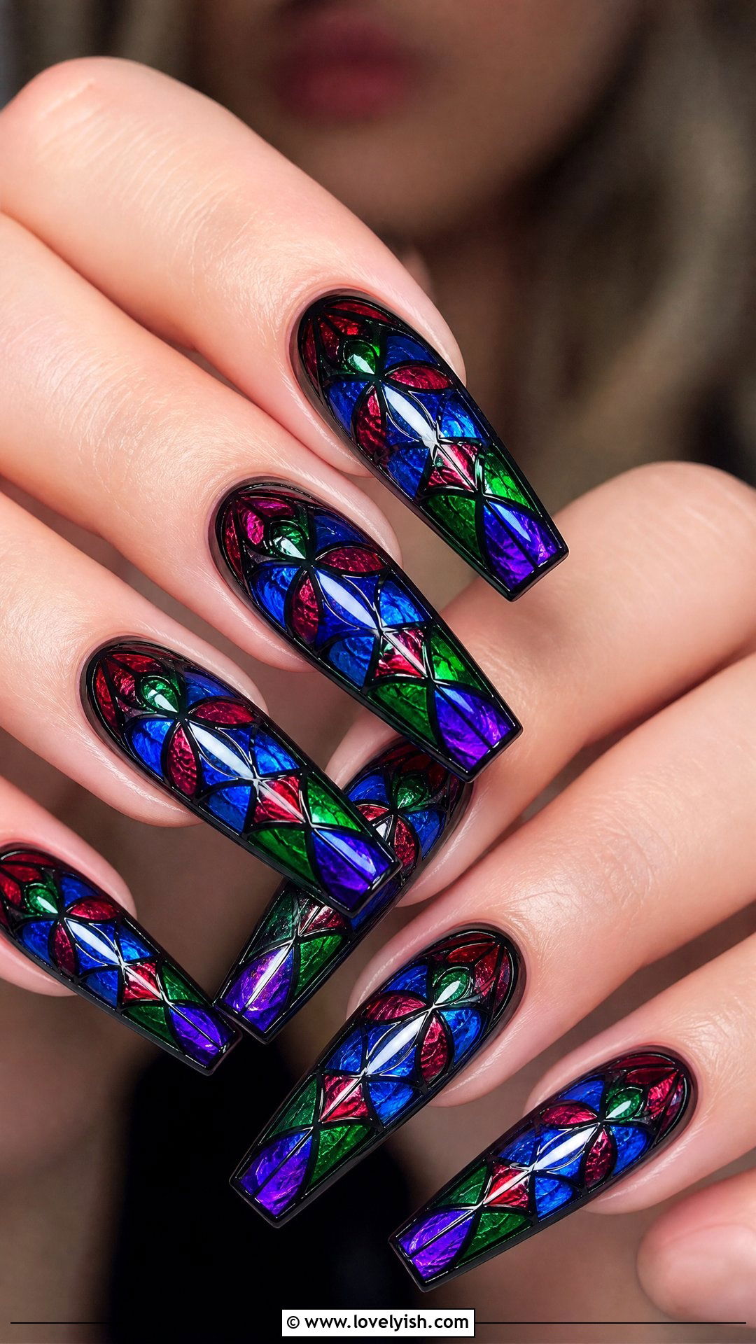 Cathedral Window Stained Glass Nails - 50 goth nails - 50 goth nails
