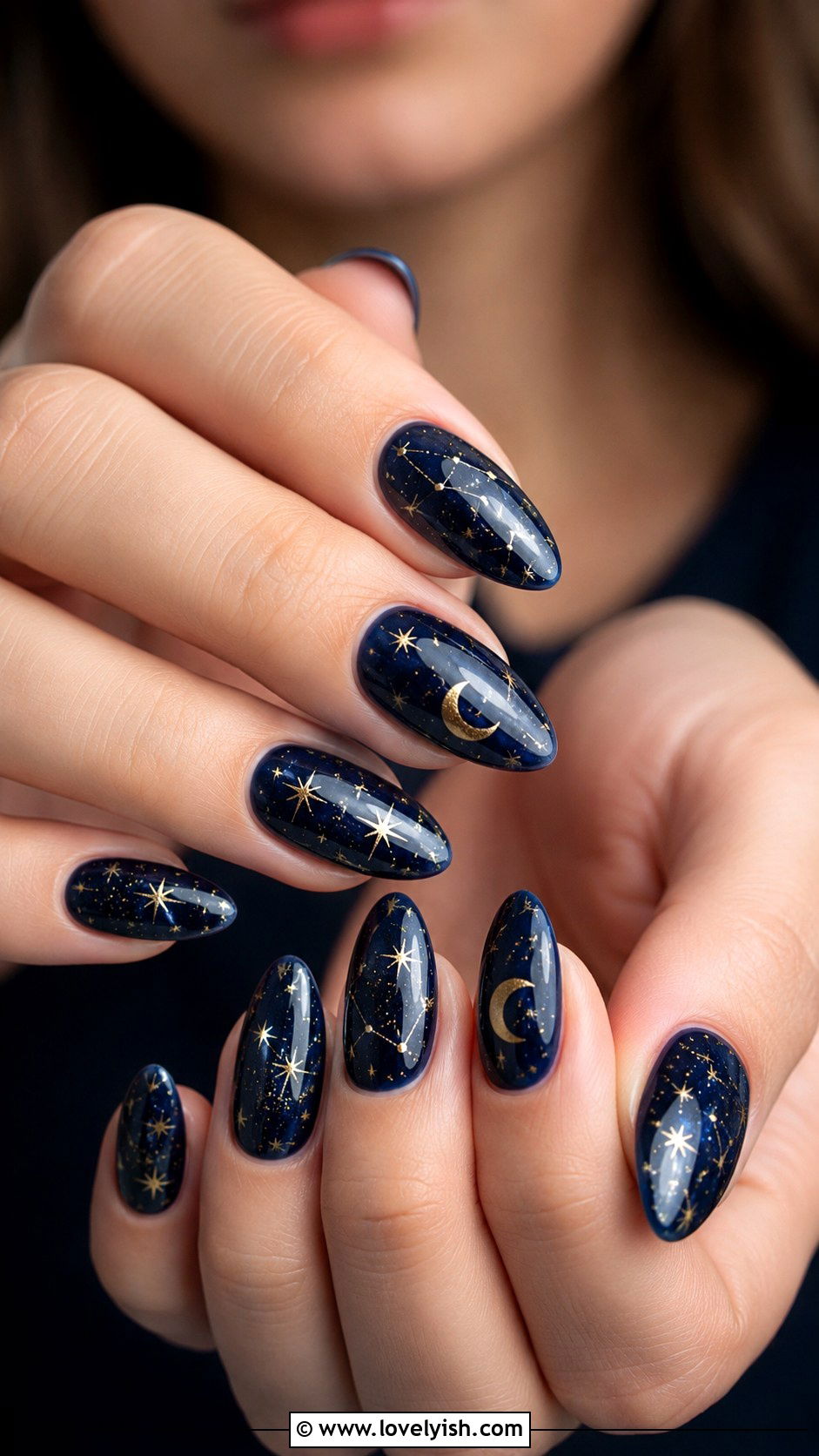 Celestial Moon and Stars Nails - 50 tumblr nail designs - 50 tumblr nail designs