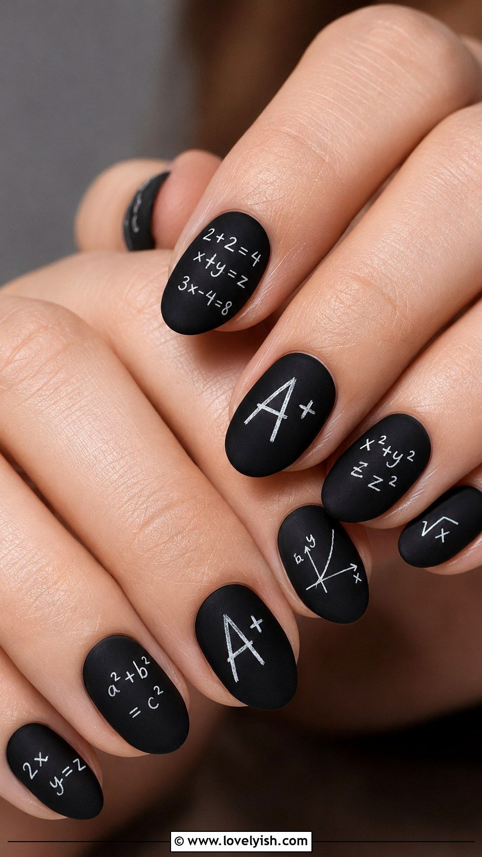 Chalkboard Black Matte A Plus Nails - 50 back to school nails - 50 back to school nails