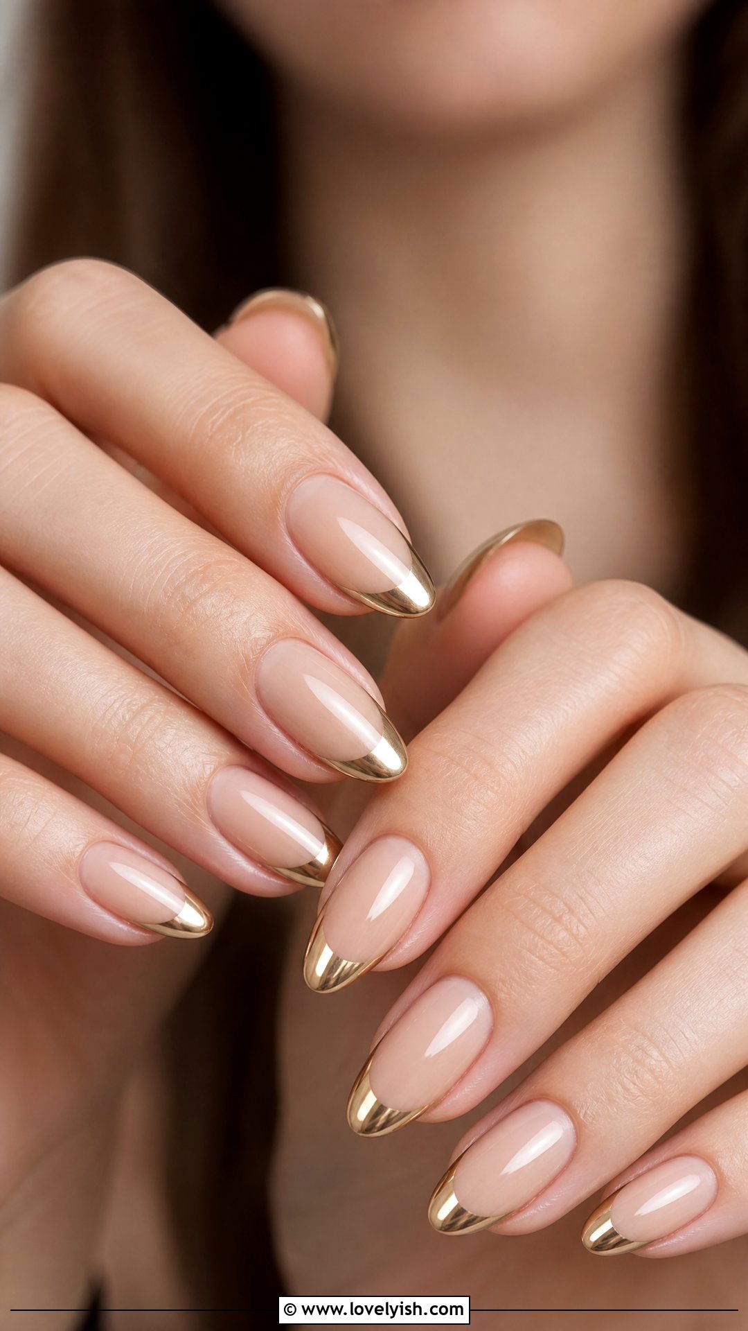 Champagne Chrome French Tip Nails - 50 chrome french tip nails - 50 chrome french tip nails