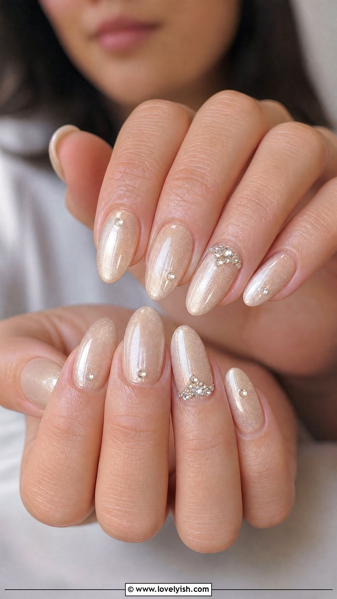 Champagne Diamond Wedding Nails - 50 diamond nails - 50 diamond nails