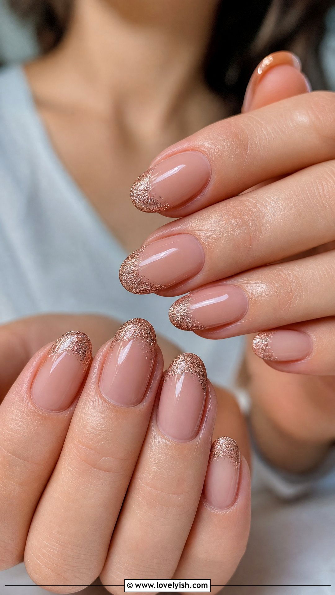 Champagne Glitter French Tip Prom Nails - 25 prom nail ideas - 25 prom nail ideas