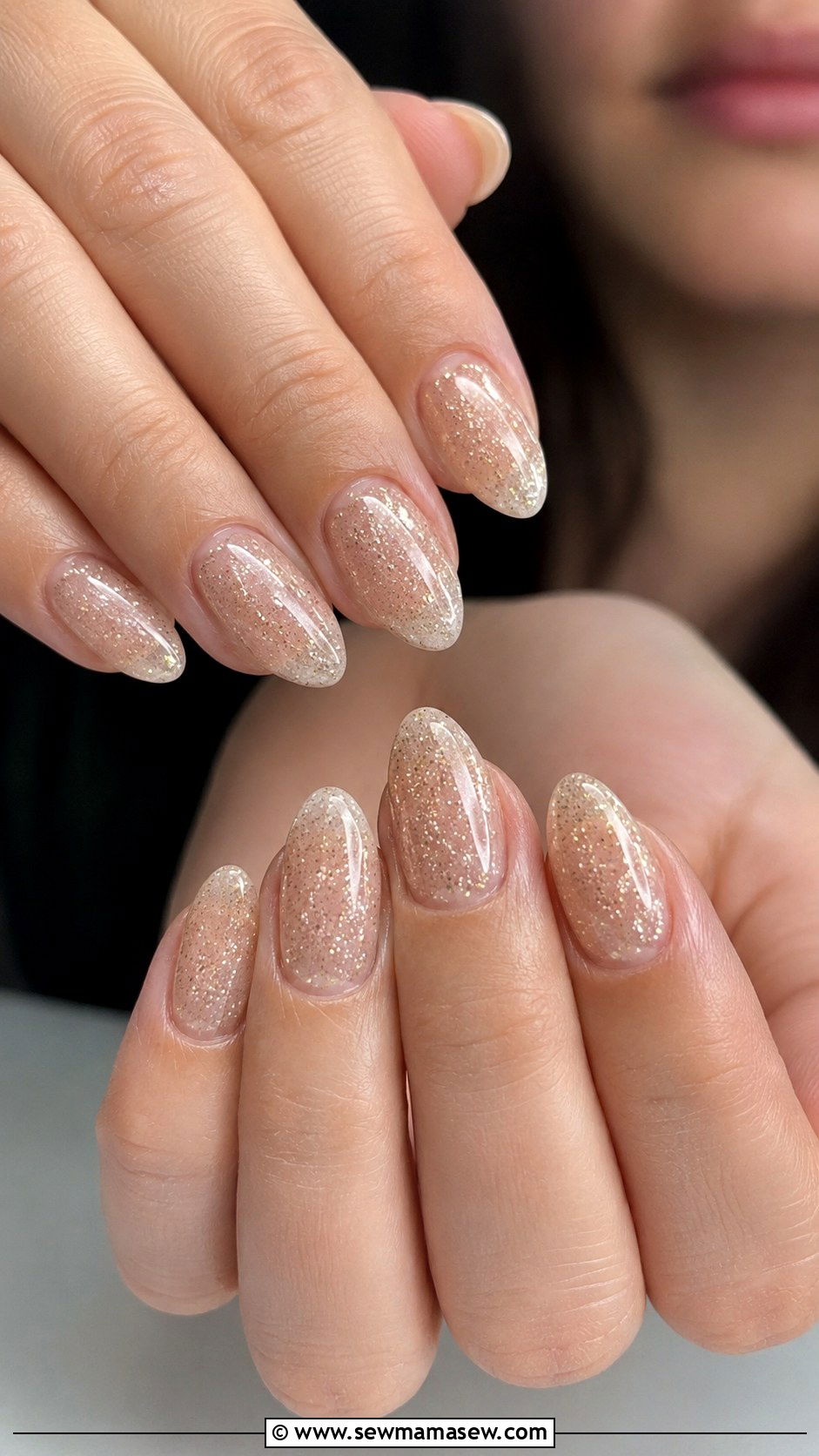 Champagne Glitter Gel Nails - 50 gel polish - 50 gel polish