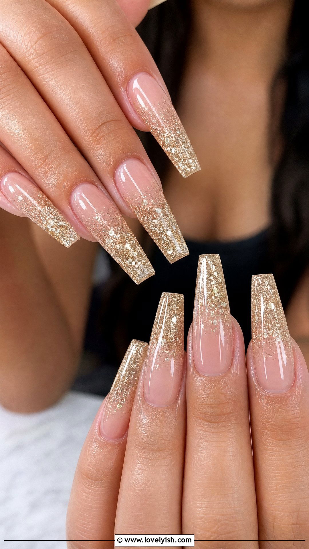 Champagne Glitter Ombre Baddie Nails - 50 baddie nails - 50 baddie nails