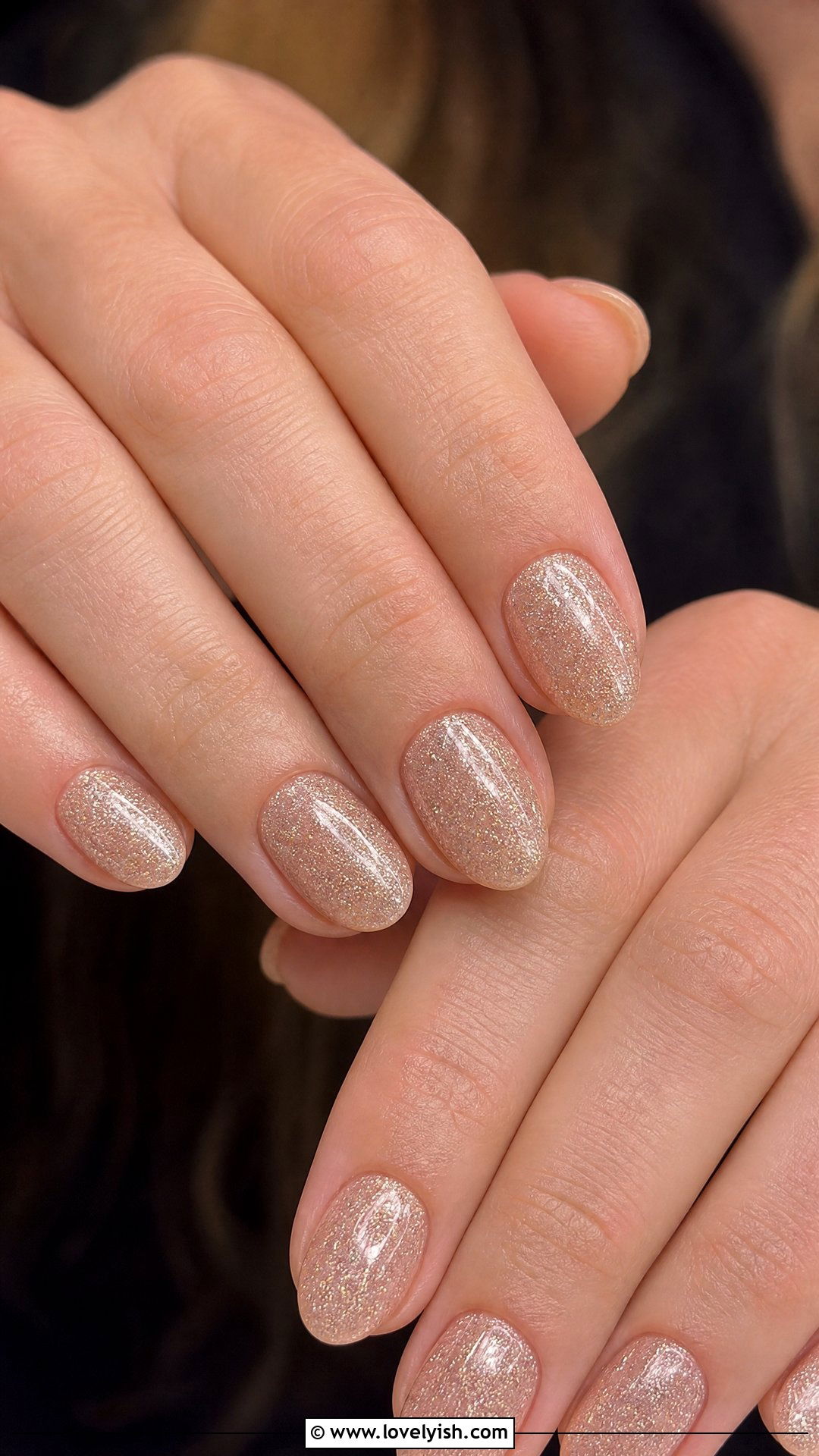 Champagne Glitter Short Almond Nails - 50 short almond nails - 50 short almond nails