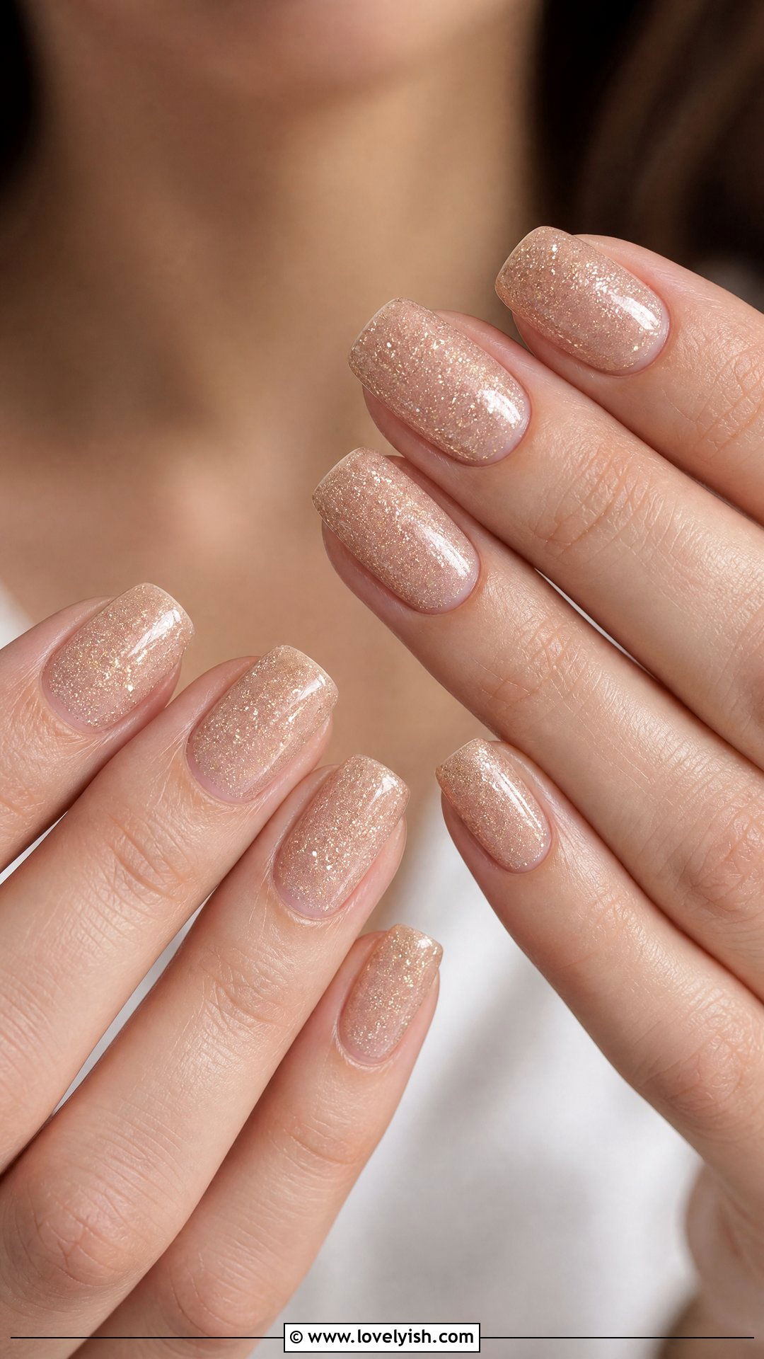 Champagne Glitter Squoval Nails - 50 squoval nails - 50 squoval nails