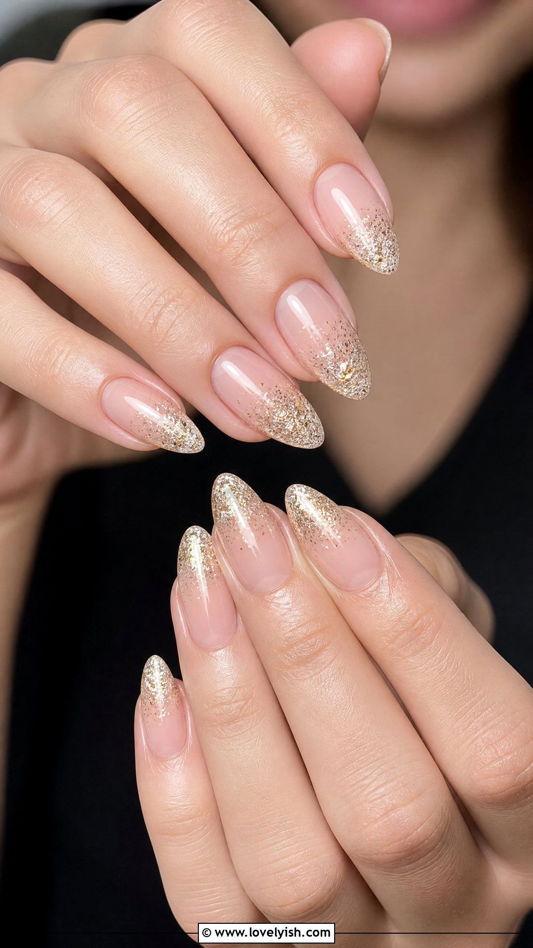 Champagne Glitter Tip Nails - 40 nail design template - 40 nail design template