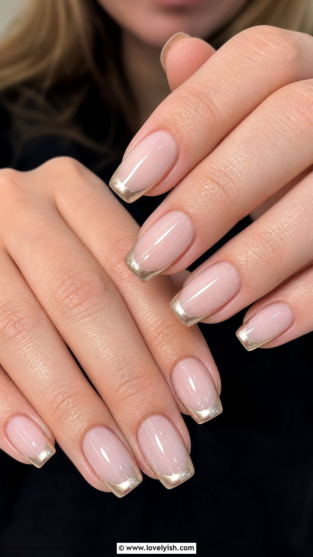 Champagne Gold French Tip Birthday Nails - 25 birthday nail ideas - 25 birthday nail ideas