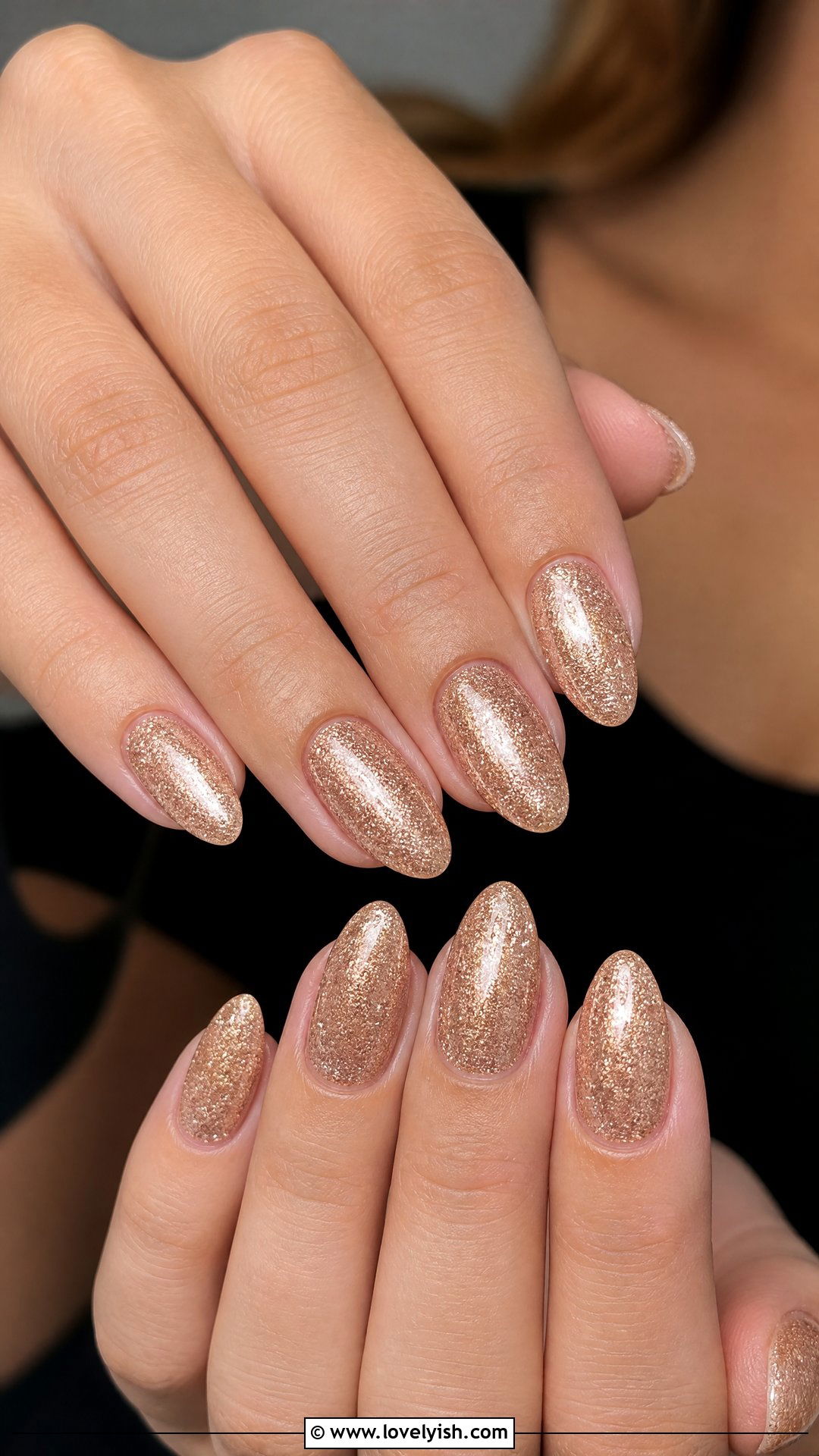 Champagne Gold Glitter Nails - 50 medium nails - 50 medium nails