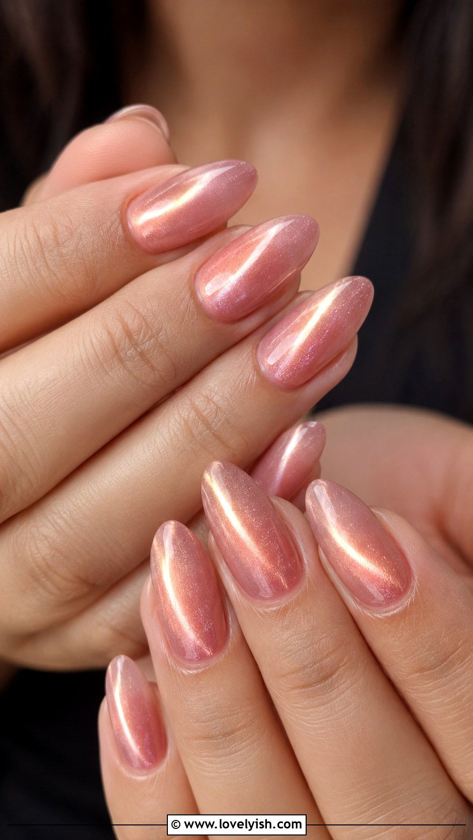 Champagne Pink Cat Eye Nails - 50 luxury nails - 50 luxury nails