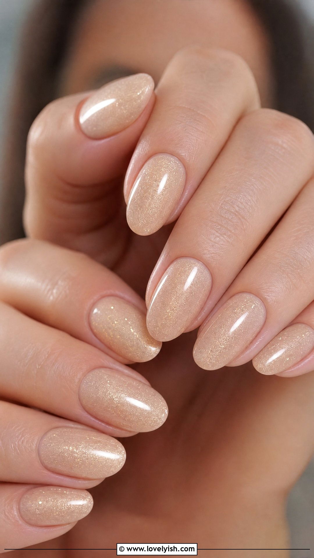 Champagne Shimmer Gel Nails - 50 gel manicure - 50 gel manicure
