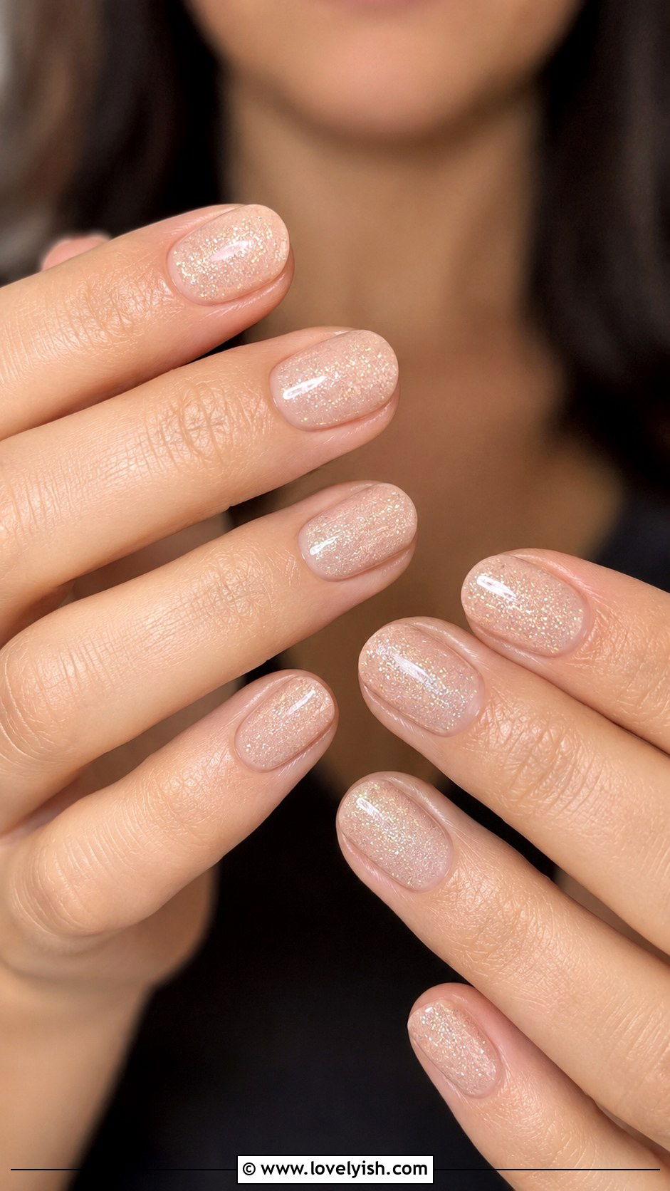 Champagne Shimmer Nude Nails - 50 glitter nails - 50 glitter nails