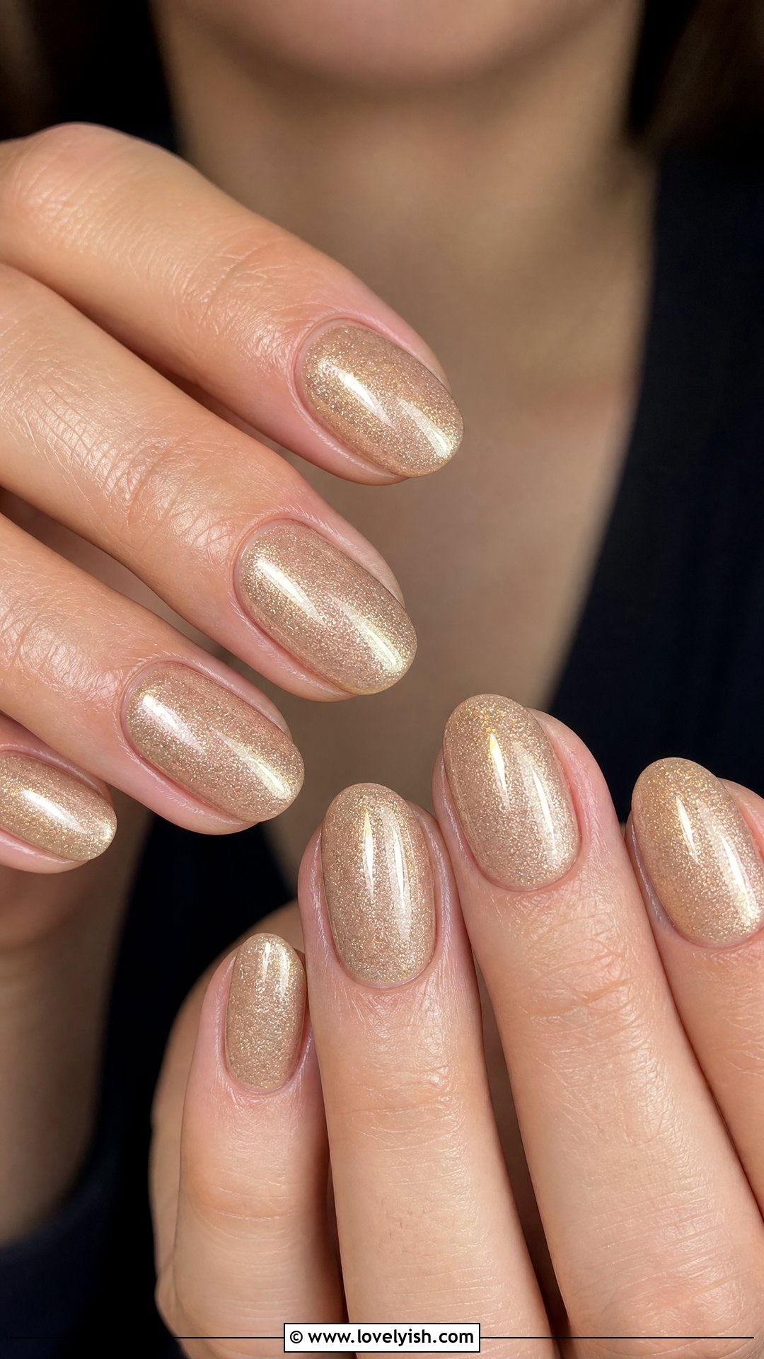Champagne Shimmer Round Nails - 50 round nails - 50 round nails
