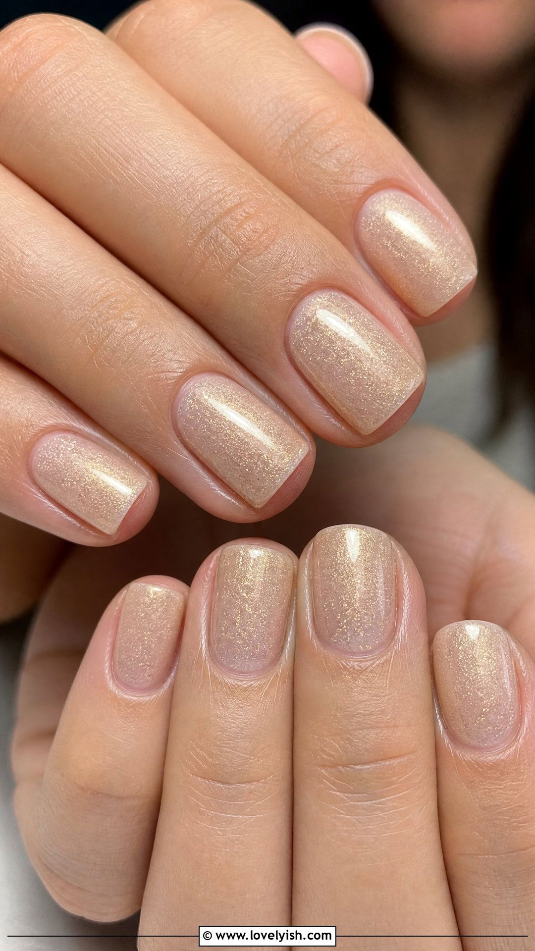 Champagne Shimmer Short Square Nails - 50 short square nails - 50 short square nails