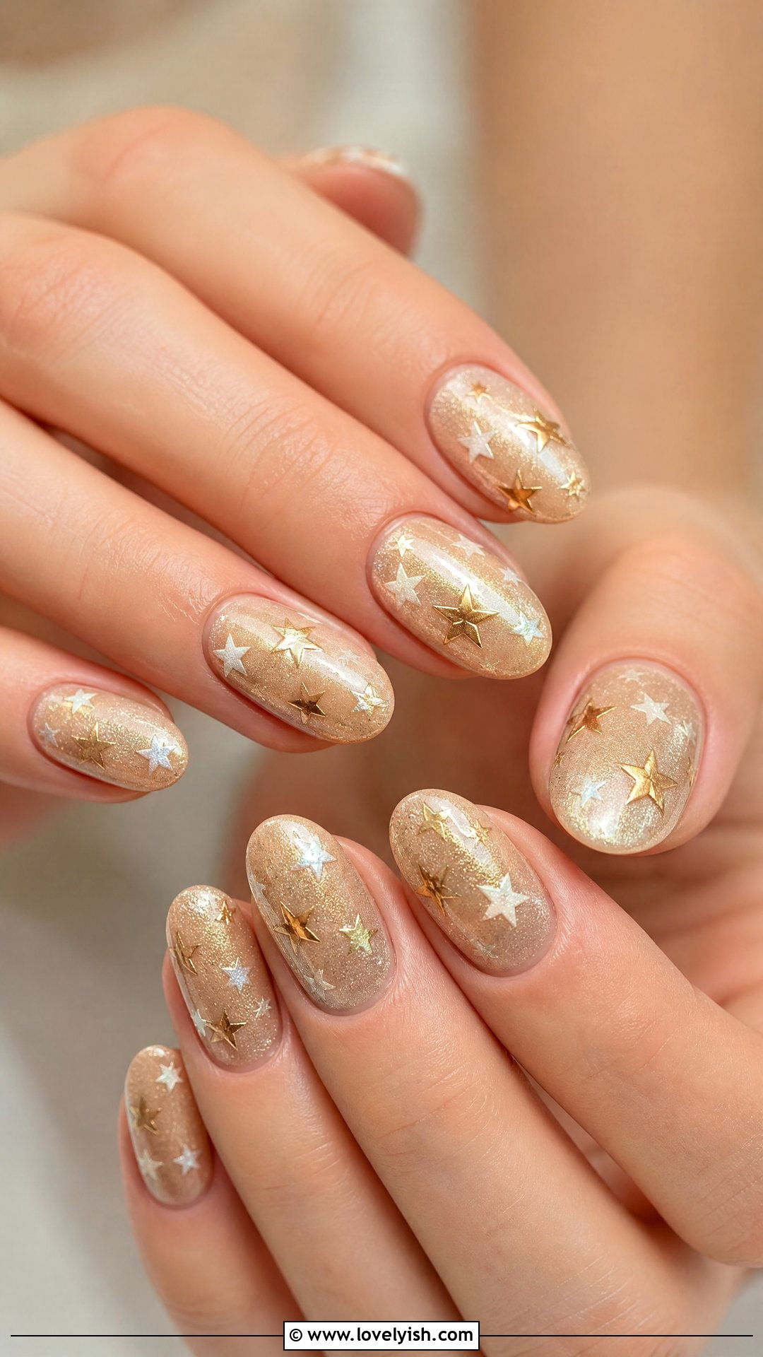 Champagne Shimmer Star Nails - 50 star nails - 50 star nails