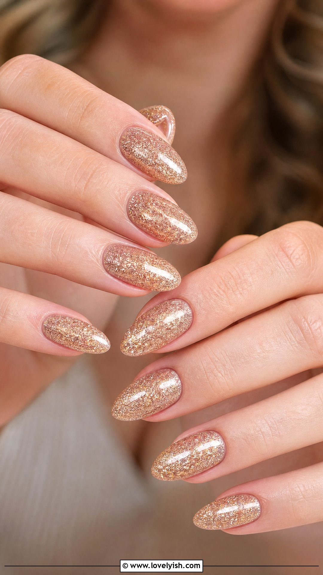 Champagne Toast Glitter Nails - 50 sparkly nails - 50 sparkly nails